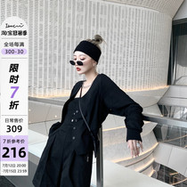 IAMCPLUS sanie Private clothes Custom beware Dark Textures Detachable Sleeves Short Ladies Tide Small Jacket Spring Autumn