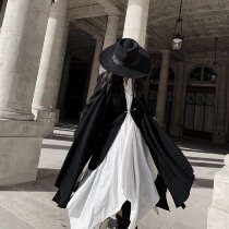 IAMCPLUS dark chic fun big pin two wear wool wool cape coat coat winter womens clothing