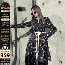 IAMCPLUS court Palace Wind Medieval Retro Oil Painting Print Pituality Loose 100 Lap Shirt Dress Lady Autumn Winter