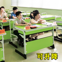 Desk Chairs Training Desk Coaching Class School Solid Wood Double Middle School Students Training Course Lifting Education Institution Table And Chairs