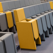 Guangdong manufacturer custom minimalist fashion abroad auditorium chair row chair with writing board reporting hall with row seat