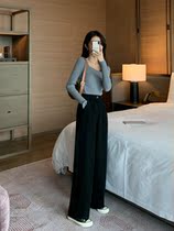 Japanese black high waist suit pants women Joker straight loose wide leg pants 2021 spring and summer hanging casual pants