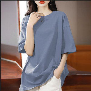 Korean Style Plus Size Short-Sleeved T-Shirt for Women, 2026 Summer New Basic Version, Loose Fit, Solid Color, Ice Silk, Cool Feeling, Trendy
