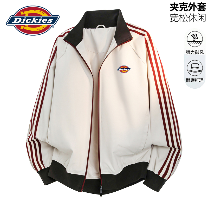Dickies American Retro Striped Stand-Up Collar Jacket for Women 2026 New Loose-Fitting Versatile Sports Baseball Jacket