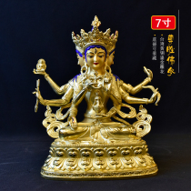 Zun Sheng Buddha statue Taiwan Seiko pure copper gilt carved Tibetan Tantric boutique ornaments longevity three 7 inches 7 inches