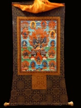 Tibet Yongzhong Bon Vasser Protector Thangka Leather Mineral Pigment Painted Thangka
