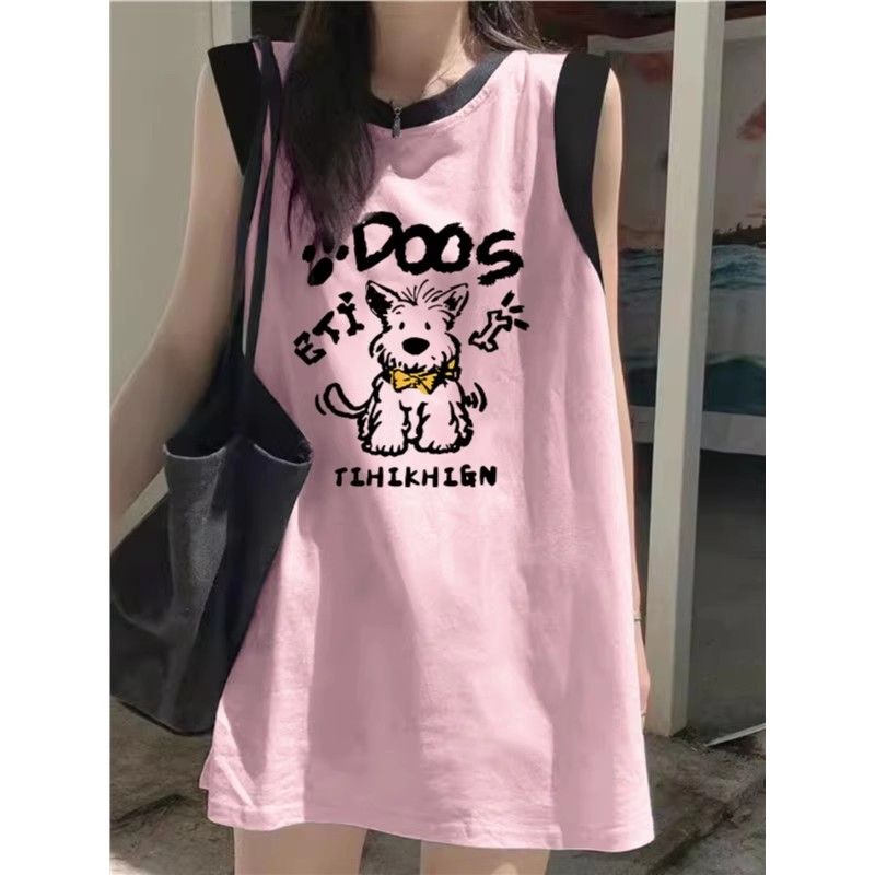 Comfortable Pure Cotton Vest Nightdress for Women, Summer Casual Dress, Strapless Sleeveless Sexy Nightwear, Suitable for Going Out or Wearing at Home