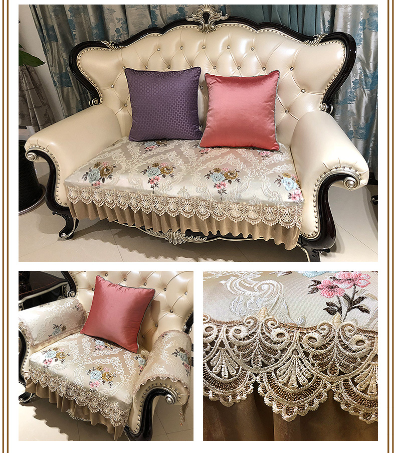 Sofa phong cách châu Âu bao gồm bốn mùa phổ vải hiện đại chống trượt đơn giản cao cấp phòng khách đệm vải khăn tùy chỉnh - Ghế đệm / đệm Sofa mẫu đệm ghế