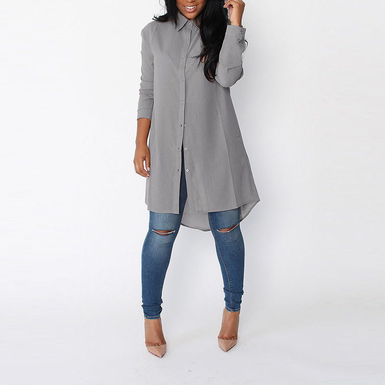 Women long shirts sexy chiffon tops ladies blouse big size