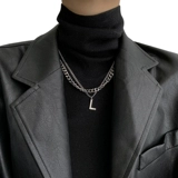 Небольшое ожерелье с буквами для влюбленных из нержавеющей стали, дизайнерский брендовый свитер, цепочка до ключиц, тренд сезона