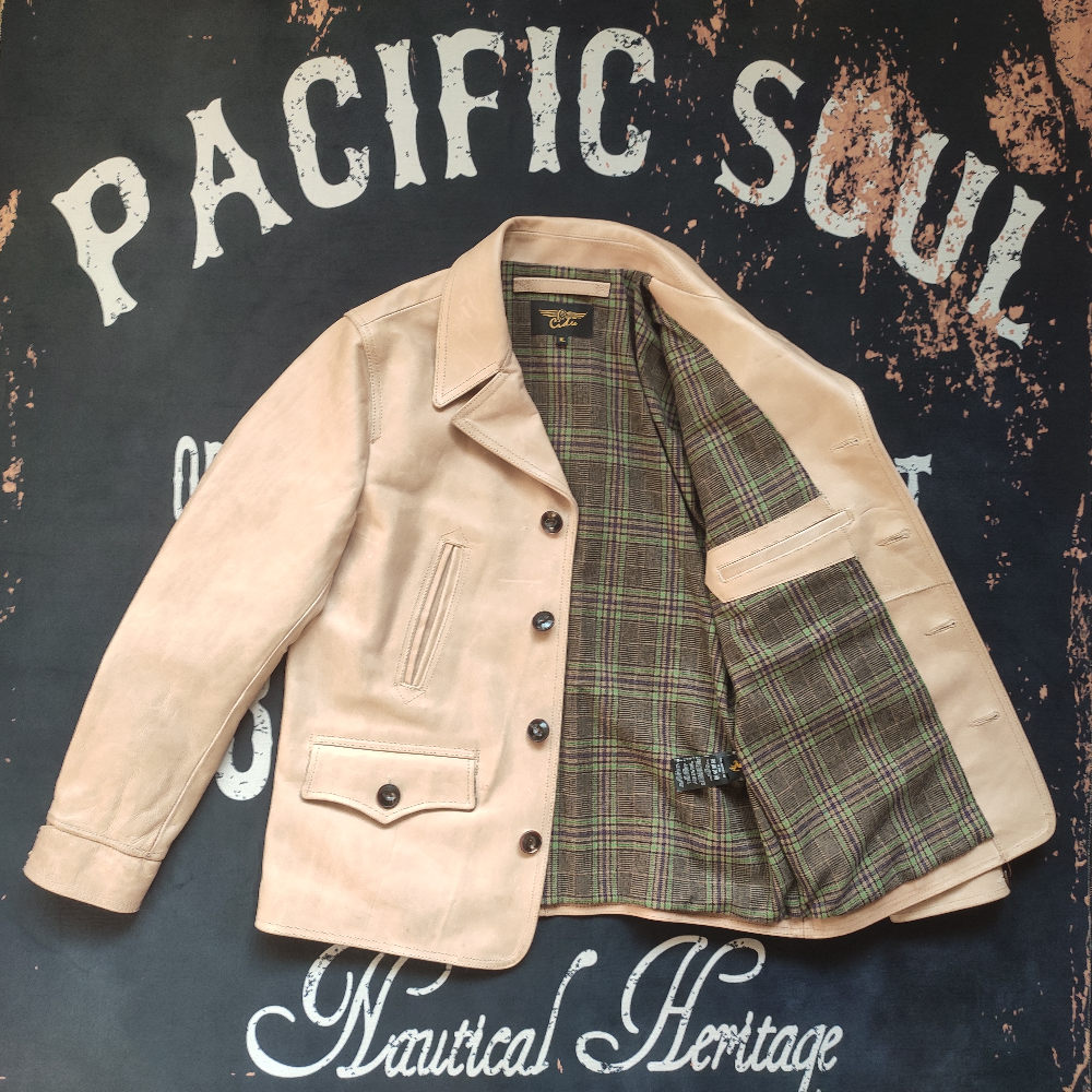 American retro Tuscany soft vegetable tanned leather SWITCHYARD dispatcher leather jacket