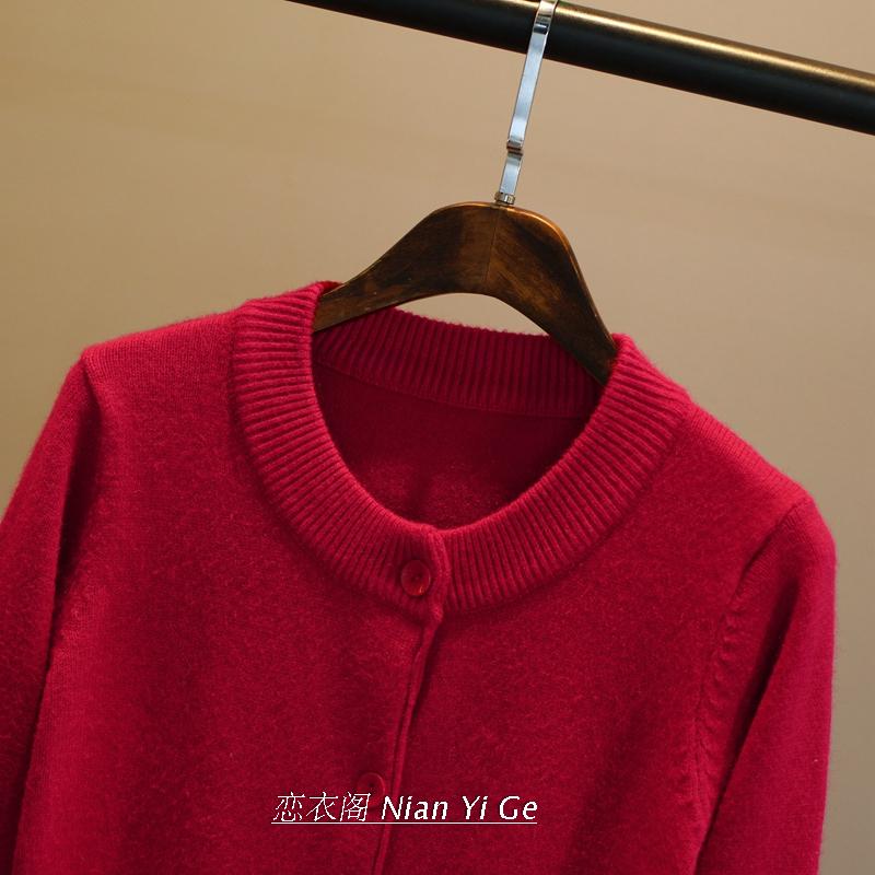 Mùa thu và mùa đông dày đan áo len nữ dài tay cổ tròn dày ngắn đoạn đơn giản áo len áo len nữ áo len dày áo len nữ