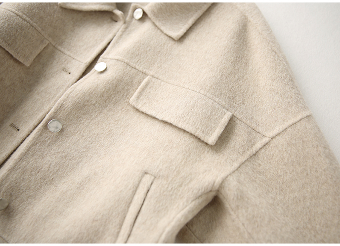 [E594602] Xiaohan Pavilion short là sự lựa chọn tốt hơn! Áo len Morandi hai mặt đầy đủ áo khoác blazer nữ
