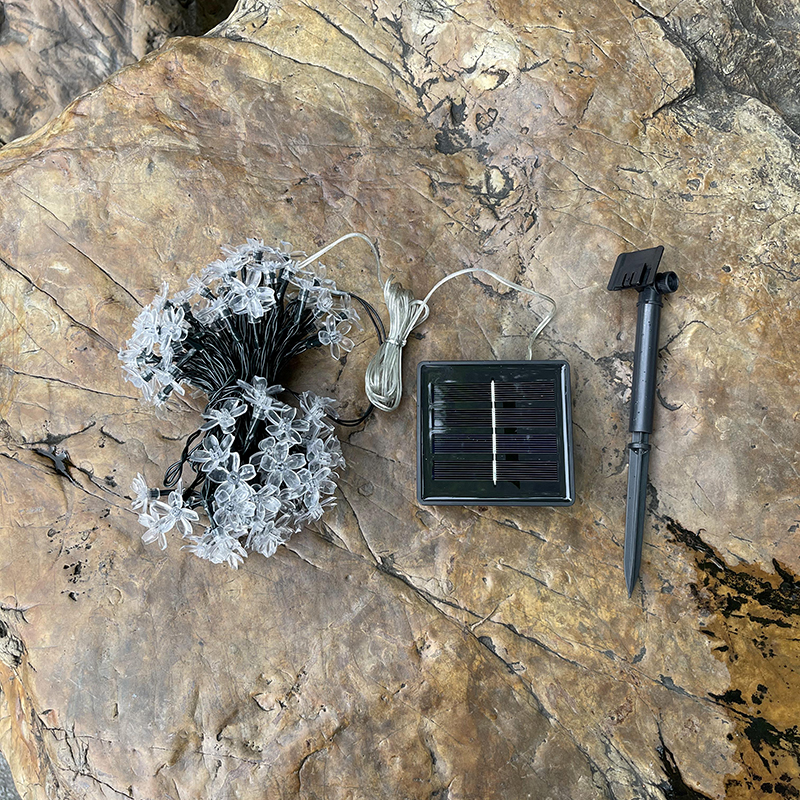 Solar Cherry Blossom Led Seven Colored Lights String Patio Garden Balcony Outdoor Waterproof Festive Landscape Decorative Lights