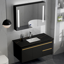 Light luxury rock board one modern simple bathroom cabinet combination Wash basin Wash basin cabinet Bathroom wall cabinet