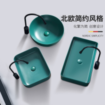 Nordic dark green table basin Black square wash basin Bathroom balcony Mini ceramic wash basin Single basin