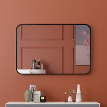 Nordic bathroom mirror Wall-mounted rectangular rounded mirror Hole-free hotel bathroom Wall-mounted toilet mirror