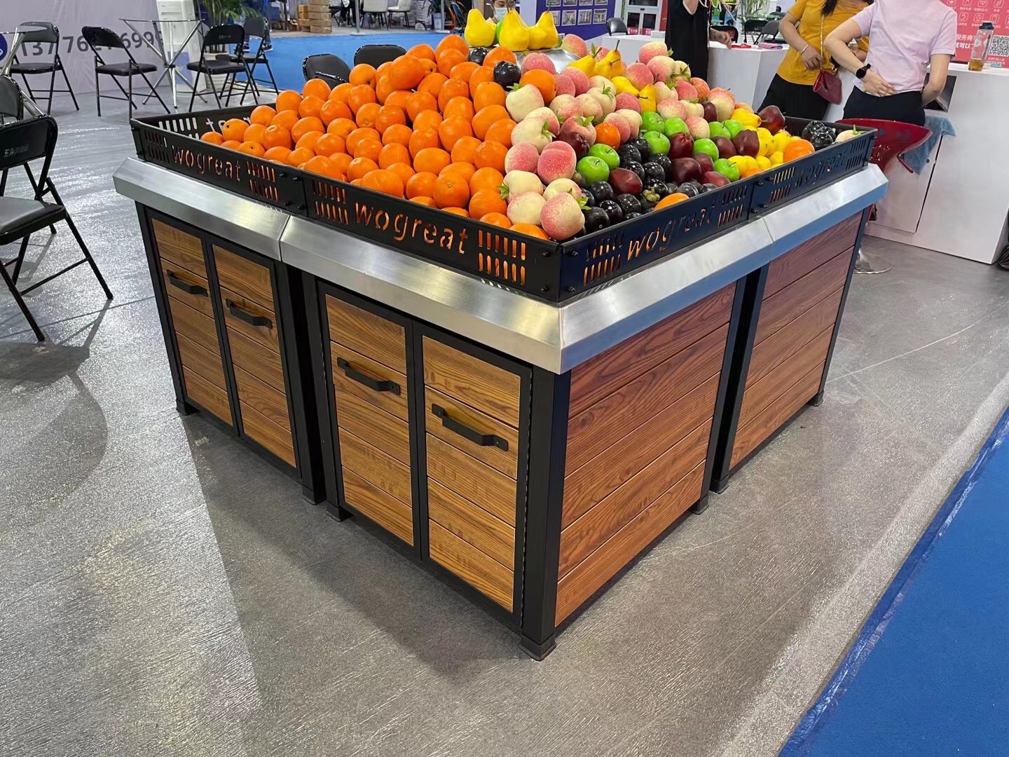 Fruit shelf Wooden steel fruit and vegetable rack Fruit and vegetable rack Fruit store shelf Supermarket shelf Bulk display shelf