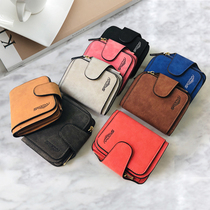 Korean version of mens and womens wallets wallet buckle frosted leather coin wallet short student wallet retro zipper card holder card holder