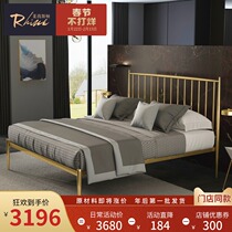 Nordic wrought iron bed princess bed ins net red light luxury iron bed double bed master bedroom iron frame bed stainless steel metal bed