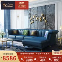 Hong Kong-style corner sofa leather leather first layer cowhide small apartment combination living room post-modern light luxury leather sofa