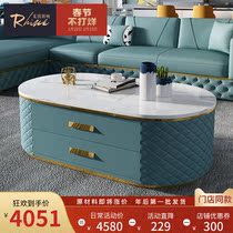 Light luxury marble coffee table post-modern simple modern style ins oval TV cabinet Hong Kong style villa living room furniture