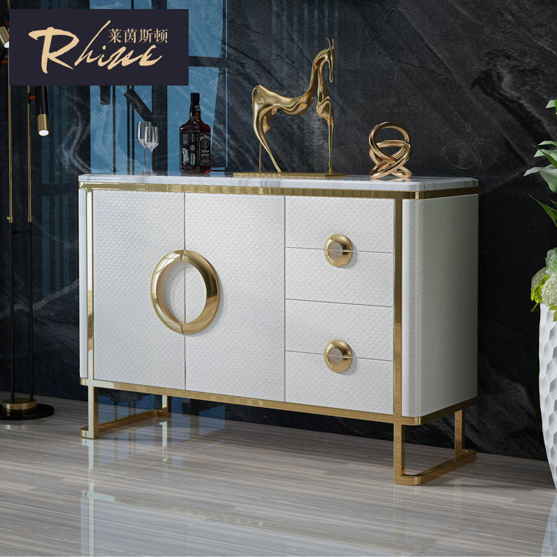 Marble sideboard light luxury living room shelf shoe cabinet home tea cabinet Hong Kong style locker post-modern porch