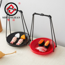 Double Sword Round Day Style Imitation Woven Frame Sushi Portable Container Hotel Restaurant Han Style Cuisine Pastry Fried Fruit Pan