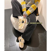 Mimizi shoes women 2022 spring new casual leather V-shaped Torre shoes turmeric thick-soled Forrest Gump shoes