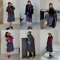 Jumimi micro fat mm large size custom fat sister 2020 new blue hooded floral dress autumn and winter women