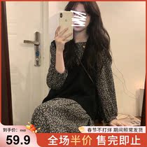 Fat Mm Big Code Snowspun Broken Flowers dress Dress Minus two suits The two suit Yangqi Spring Festival Girl with a new wave 2022