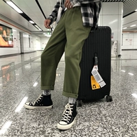 Mùa thu 2018 mới Hàn Quốc phong cách Harajuku bf chín quần lỏng quần harem quần thẳng quần liền màu rắn cho nam và nữ quần suông ống rộng nữ
