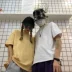 Mùa hè mới phiên bản Hàn Quốc của ulzzang hoang dã rắn tròn cổ rộng tay áo thun ngắn tay đôi sinh viên nam nữ chơi thủy triều áo phông nữ cao cấp Áo phông