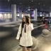 Bộ đồ thời trang nữ phiên bản Hàn Quốc bf áo len cổ lọ sinh viên mới hoang dã + áo sơ mi sọc cà vạt hoang dã đầu thu áo len gile nữ Áo len