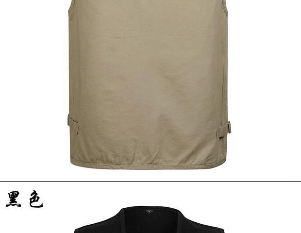 Mùa xuân và mùa thu mẫu mới cotton đa túi XL chụp ảnh câu cá nhiều túi trung niên vest nam vest áo vest dạ nam trung niên