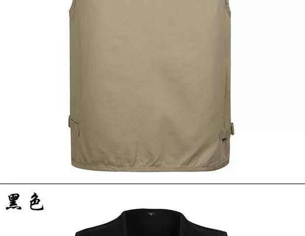 Mùa xuân và mùa thu mẫu mới cotton đa túi XL chụp ảnh câu cá nhiều túi trung niên vest nam vest áo thun nam body
