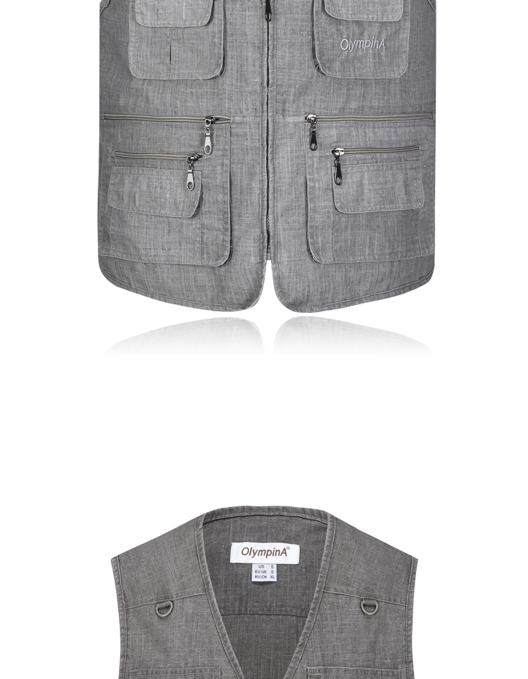 Mùa xuân và mùa hè vest vest vest người cao tuổi trung niên cha mùa xuân áo khoác cotton trung niên vest vest nam nhiều túi áo ba lỗ trắng