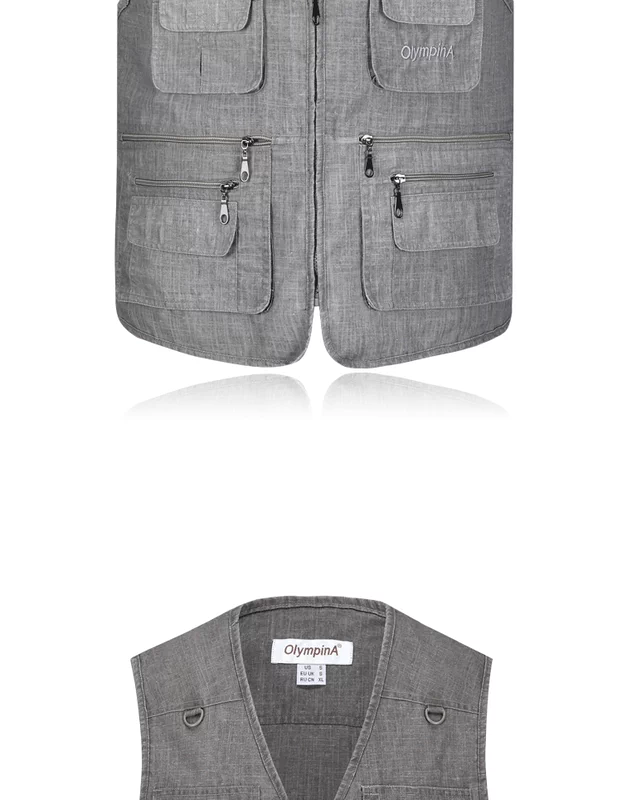Mùa xuân và mùa hè vest vest vest người cao tuổi trung niên cha mùa xuân áo khoác cotton trung niên vest vest nam nhiều túi áo ba lỗ tập gym
