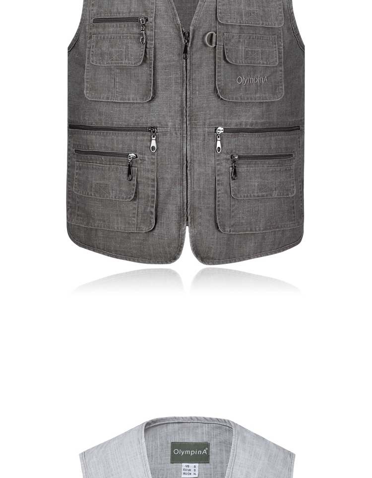 Mùa xuân và mùa hè vest vest vest người cao tuổi trung niên cha mùa xuân áo khoác cotton trung niên vest vest nam nhiều túi áo ba lỗ trắng
