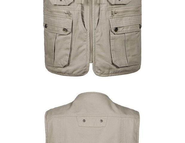 Áo vest nam trung niên mùa xuân và mùa thu mẫu cotton nhiều túi vest ngoài trời câu cá phóng viên chụp ảnh áo vest cổ chữ V áo ba lỗ tập gym