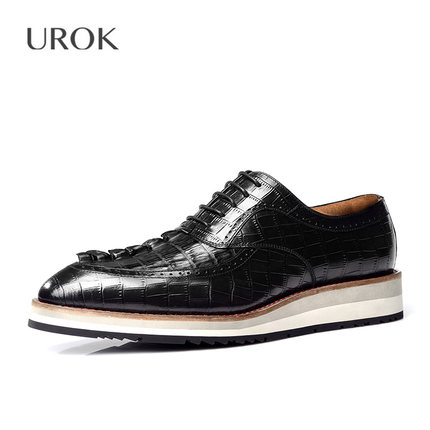 UROK高端定制奢侈品手工男鞋定做鳄鱼真皮固