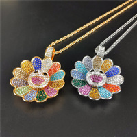 The same original colorful smiling face sunflower flower sunflower colorful shape rotatable necklace as shown in the online video