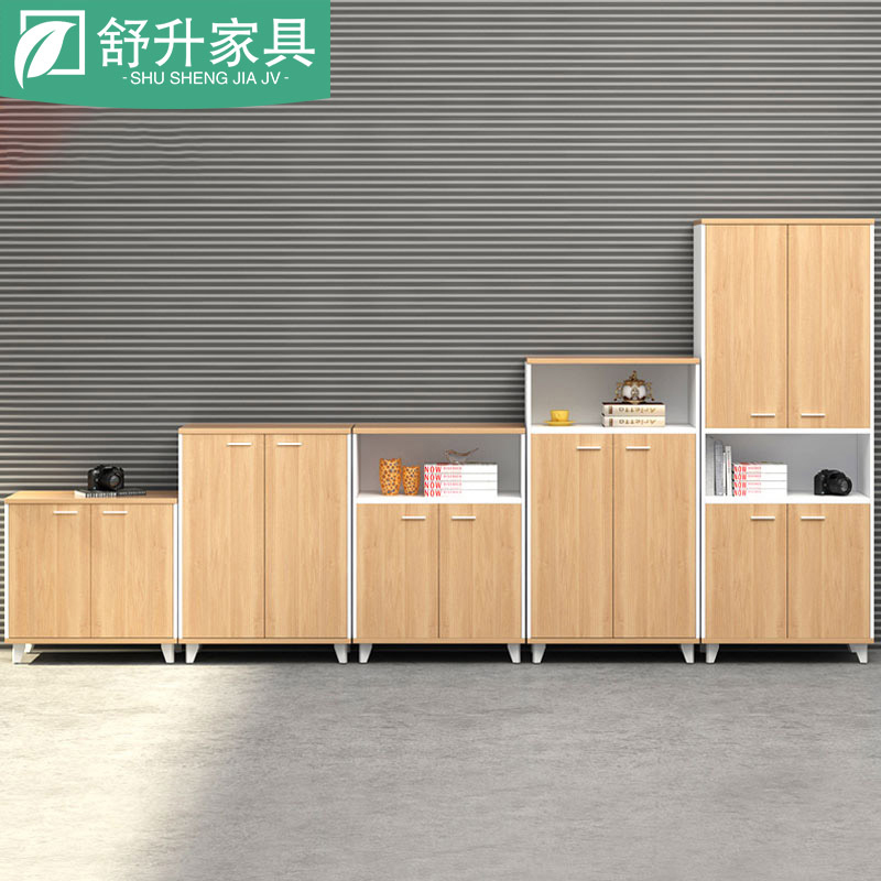 Office Cabinet Small Cabinet Wood Dwarf Cabinet Bookcase Minimalist Modern Three-four Five Doors Wooden two-piece style