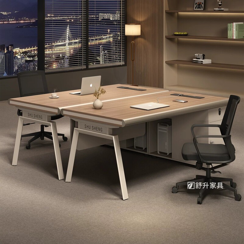 Office Single-Person Desk with Aluminum Alloy Edging, Computer Desk with Password Lock and Drawer