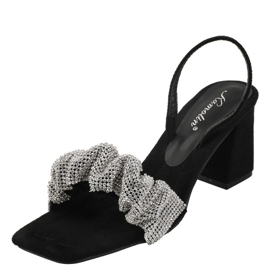 Yang Mi Style Sandals for Women, Summer 2025 New Model, Rhinestone Strap High Heels, Chunky Heel, Fairy Style Fashion Shoes