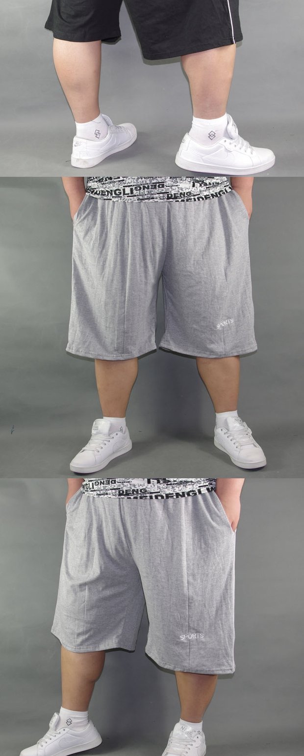 Mùa hè rắn màu cotton thể thao quần short nam kích thước lớn cộng với phân bón để tăng quần lỏng xu hướng quần lớn quần short kaki nam