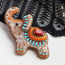 Pearl Art Gallery Original (Little Elephant) Method Embroidered Solid Bead Embroidered National Wind Brooch Video Tutorial Material Bag