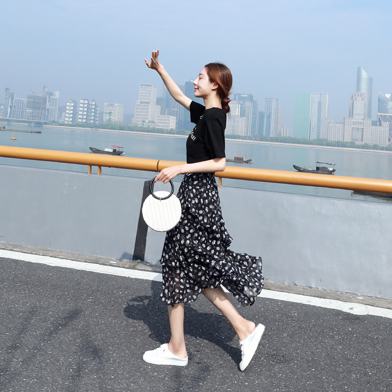 SANDRO Moscoloni floral dress women's summer small age-reducing fashion skirt vintage two-piece set