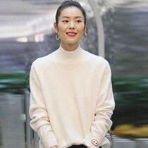 MAJE DVAWN2021 Liu Wen the same half-height neckline knit goat sweatshirt female autumn and winter loose thickened slapped undercoat