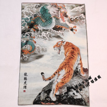 Brocade machine embroidery painting Suzhou embroidery dragon and tiger leaping new mural living room entrance decoration hanging painting